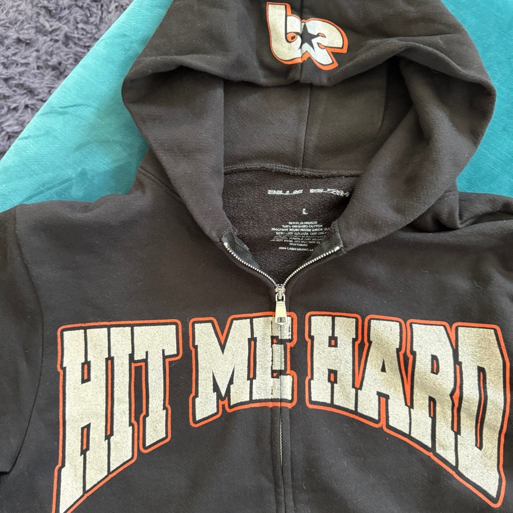 Billie Eilish Hit Me Hard and Soft Tour Zip Up Hoodie Black Large - Picture 2 of 8